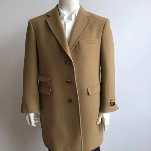 Mens Overcoat - Topcoat For Men - Winter Fabric - Long Jacket With Fur Collar Ca - Picture 1 of 2